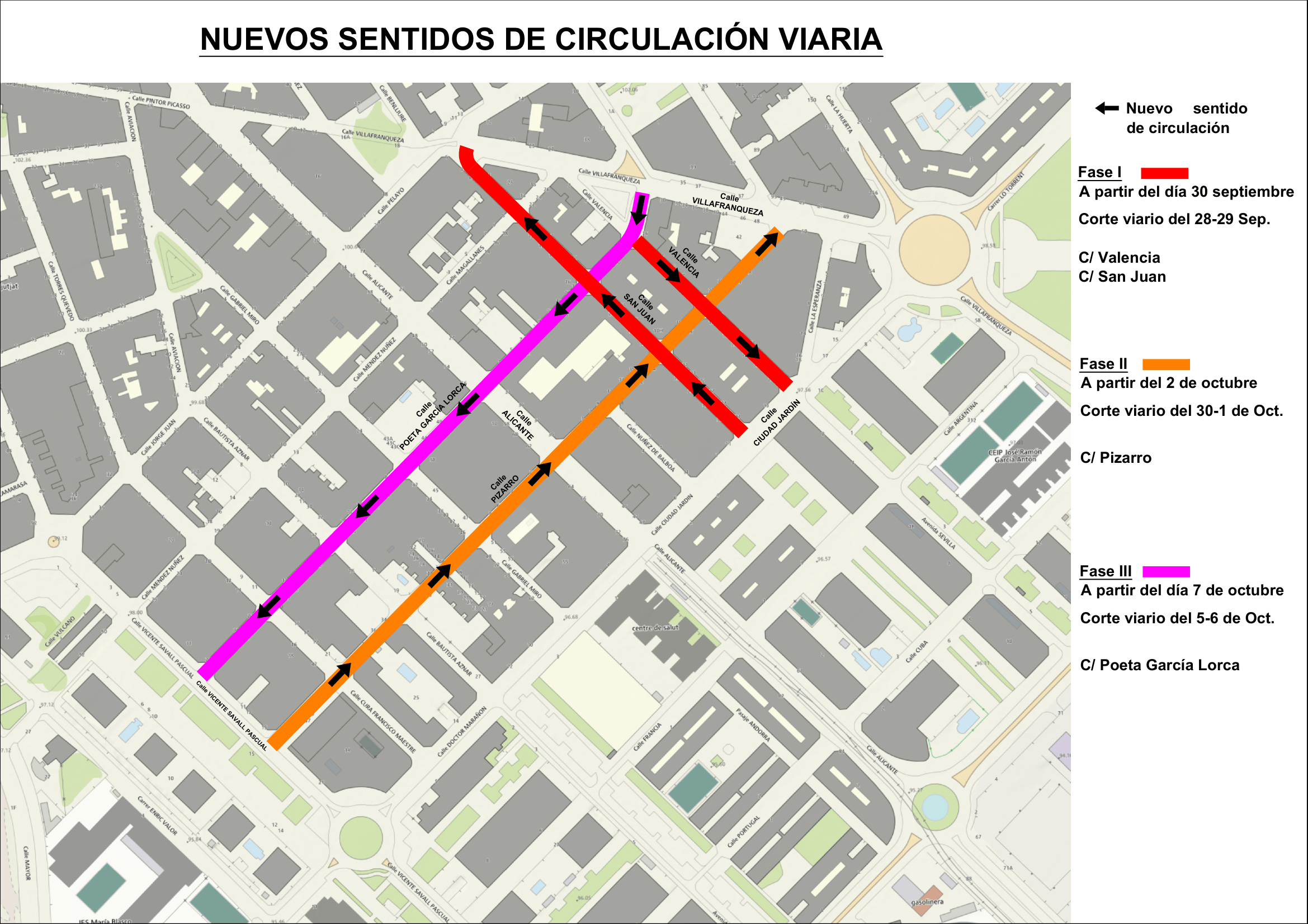El Ayuntamiento modificará el sentido de circulación de varias calles del entorno de Villafranqueza a partir del 30 de septiembre