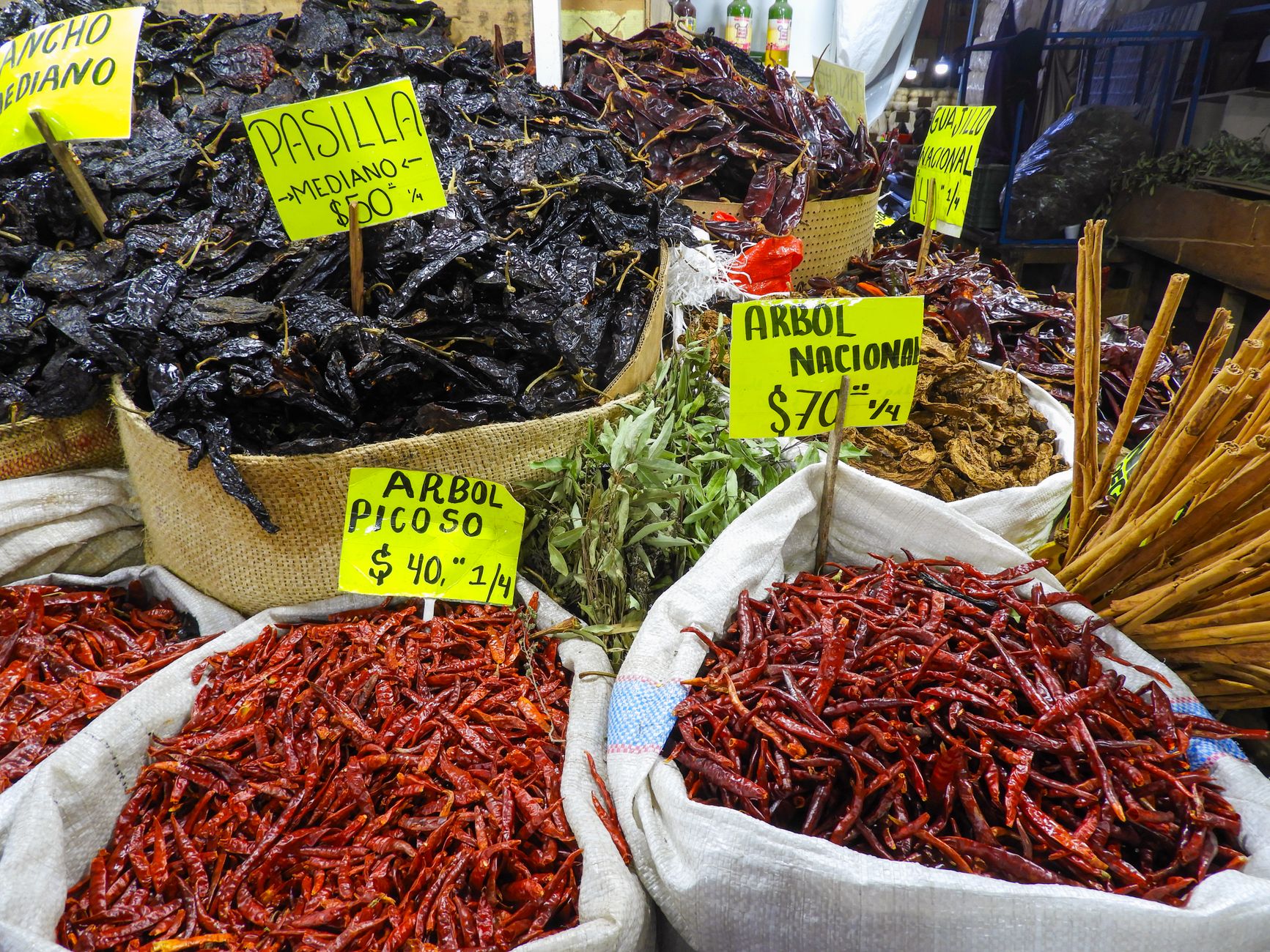 Especias y chiles típicos de la cocina mexicana auténtica