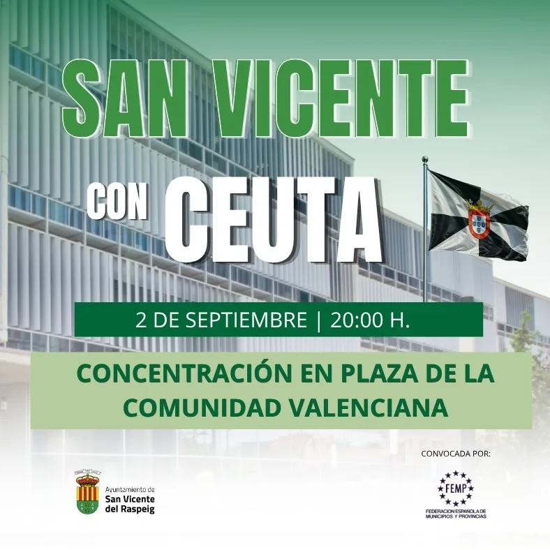 San Vicente se concentrará en apoyo a Ceuta y sus vecinos el próximo 2 de septiembre