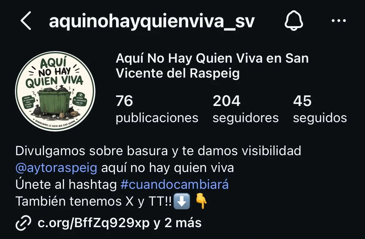 Publicación de la cuenta de Instagram
